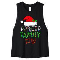 Forced Family Fun Sarcastic Christmas Pajama Family Funny Women's Racerback Cropped Tank