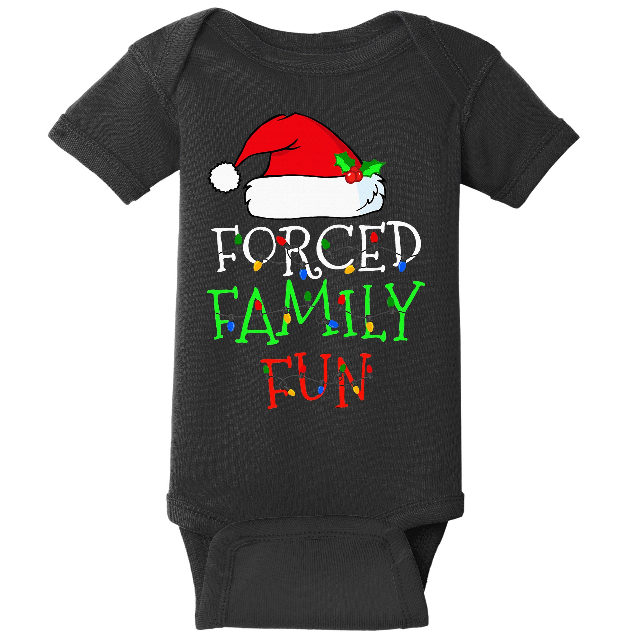 Forced Family Fun Sarcastic Christmas Pajama Family Funny Baby Bodysuit