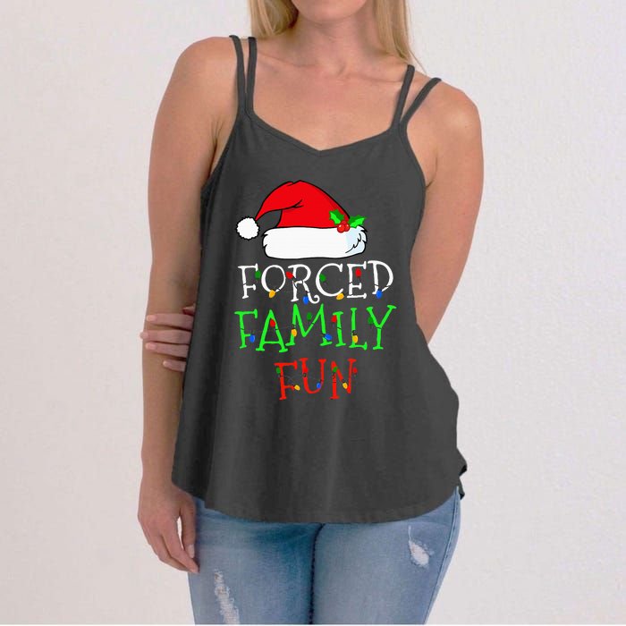 Forced Family Fun Sarcastic Christmas Pajama Family Funny Women's Strappy Tank