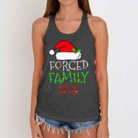 Forced Family Fun Sarcastic Christmas Pajama Family Funny Women's Knotted Racerback Tank