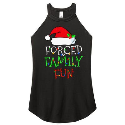 Forced Family Fun Sarcastic Christmas Pajama Family Funny Women's Perfect Tri Rocker Tank