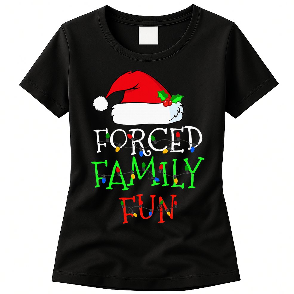 Forced Family Fun Sarcastic Christmas Pajama Family Funny Womens T-Shirt