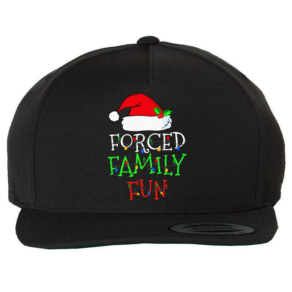 Forced Family Fun Sarcastic Christmas Pajama Family Funny Wool Snapback Cap