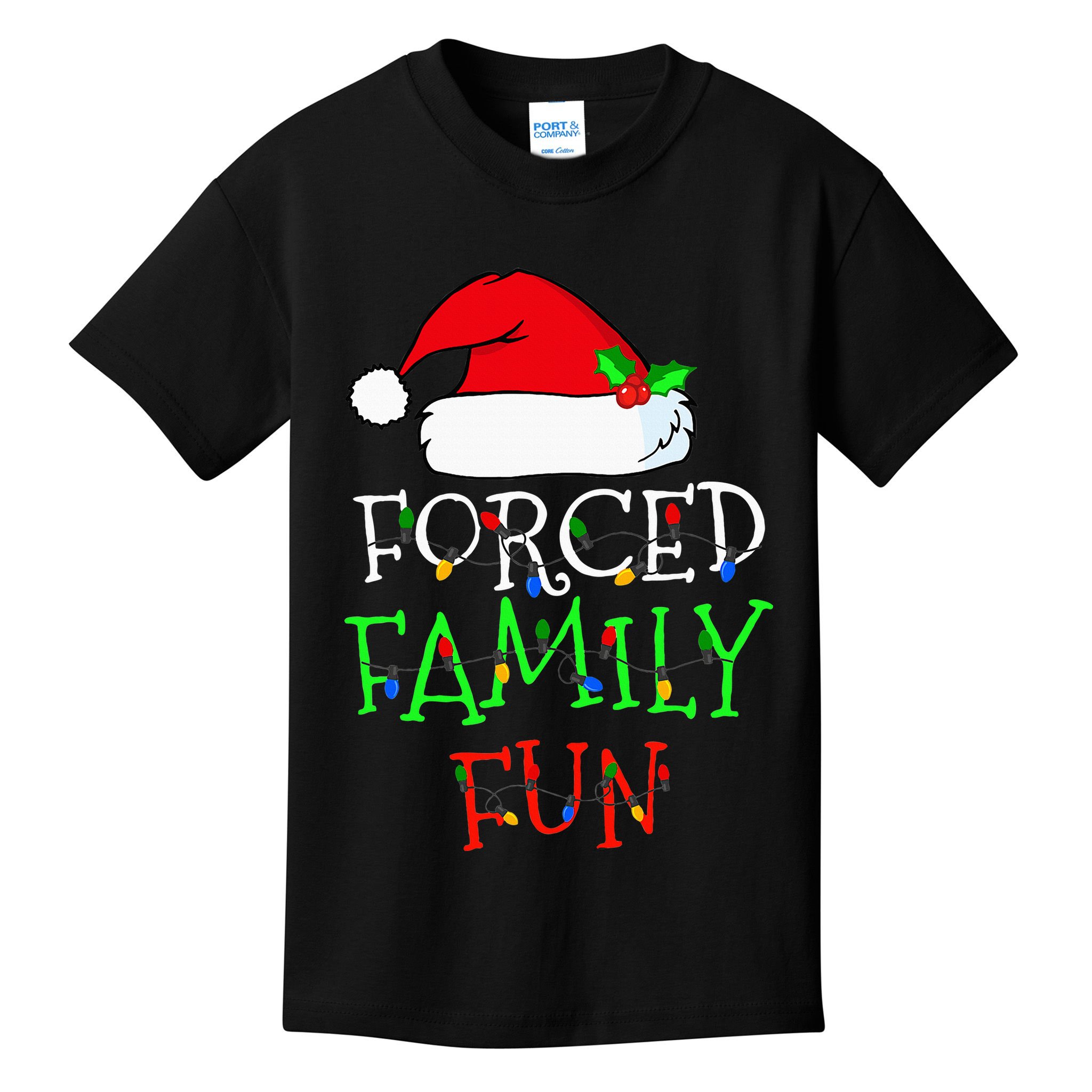 Forced Family Fun Sarcastic Christmas Pajama Family Funny Kids T-Shirt