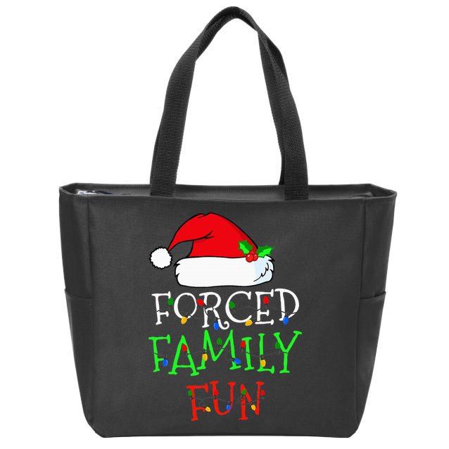 Forced Family Fun Sarcastic Christmas Pajama Family Funny Zip Tote Bag