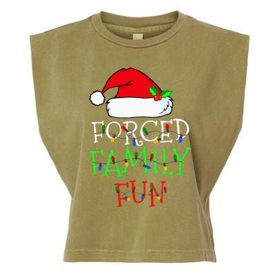 Forced Family Fun Sarcastic Christmas Pajama Family Funny Garment-Dyed Women's Muscle Tee