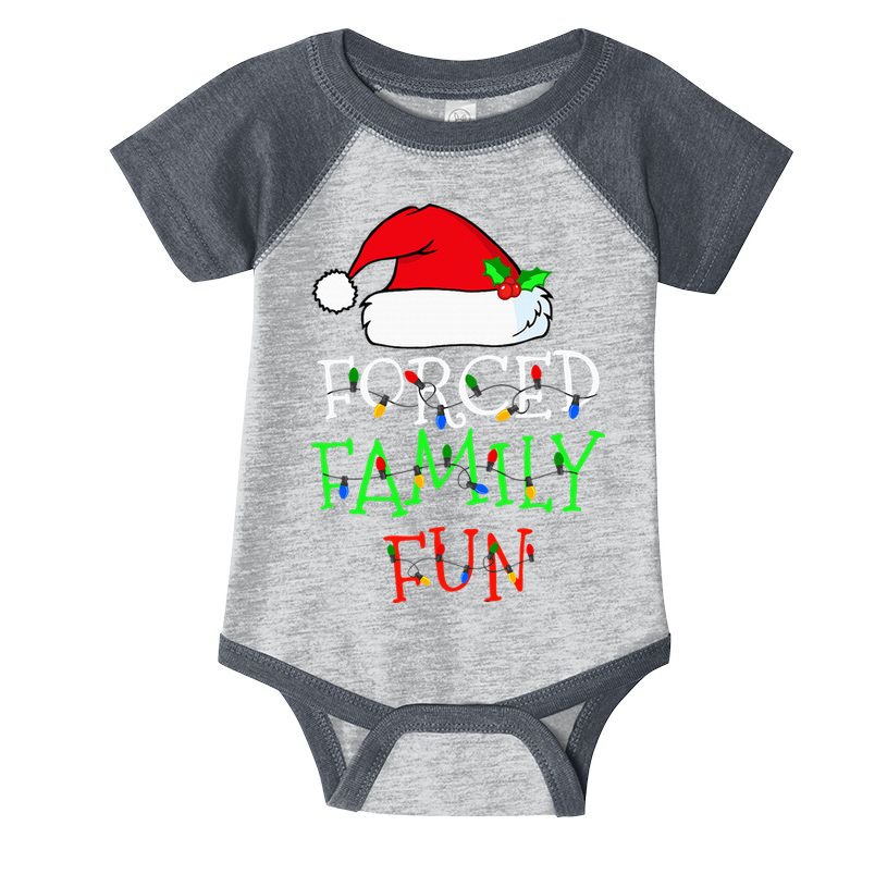 Forced Family Fun Sarcastic Christmas Pajama Family Funny Infant Baby Jersey Bodysuit