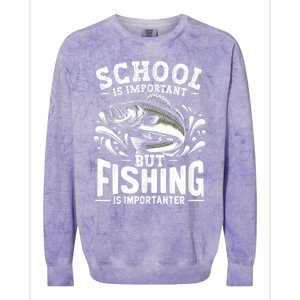 Funny Fishing Fisherman School Is Important But Fishing Colorblast Crewneck Sweatshirt