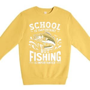 Funny Fishing Fisherman School Is Important But Fishing Premium Crewneck Sweatshirt