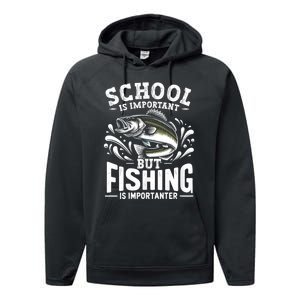 Funny Fishing Fisherman School Is Important But Fishing Performance Fleece Hoodie