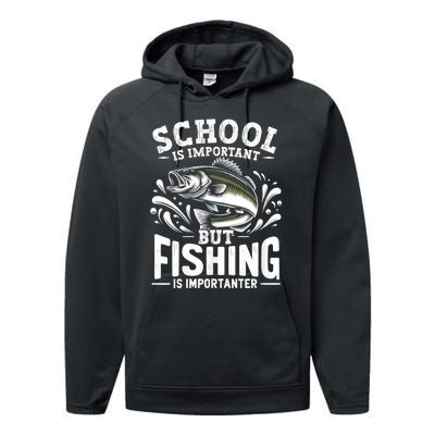 Funny Fishing Fisherman School Is Important But Fishing Performance Fleece Hoodie