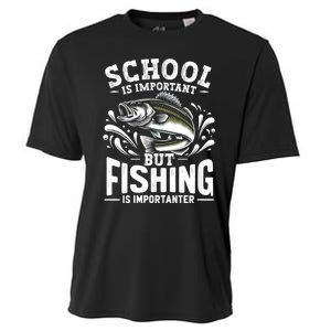 Funny Fishing Fisherman School Is Important But Fishing Cooling Performance Crew T-Shirt