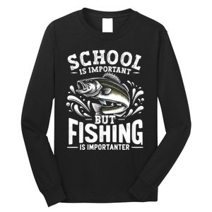 Funny Fishing Fisherman School Is Important But Fishing Long Sleeve Shirt