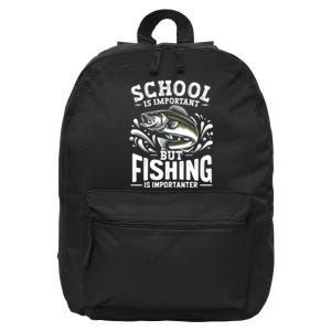 Funny Fishing Fisherman School Is Important But Fishing 16 in Basic Backpack