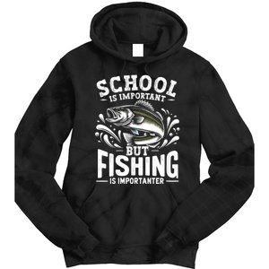 Funny Fishing Fisherman School Is Important But Fishing Tie Dye Hoodie