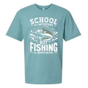 Funny Fishing Fisherman School Is Important But Fishing Sueded Cloud Jersey T-Shirt