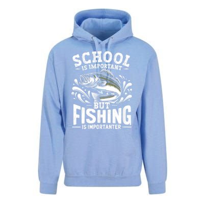 Funny Fishing Fisherman School Is Important But Fishing Unisex Surf Hoodie