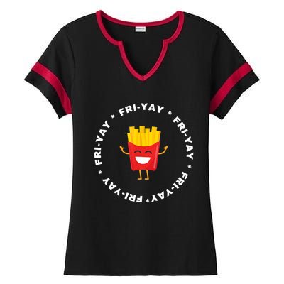 Friyay Funny Friday Fries Lover Ladies Halftime Notch Neck Tee