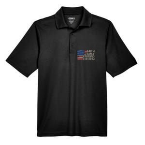 Faith Family Farming Freedom american flag 4th of july Men's Origin Performance Pique Polo