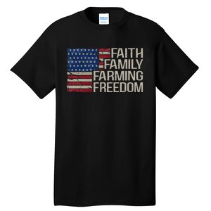 Faith Family Farming Freedom american flag 4th of july Tall T-Shirt