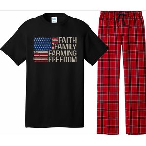 Faith Family Farming Freedom american flag 4th of july Pajama Set