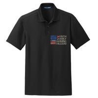 Faith Family Farming Freedom american flag 4th of july Dry Zone Grid Polo