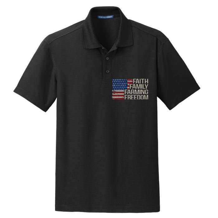 Faith Family Farming Freedom american flag 4th of july Dry Zone Grid Polo