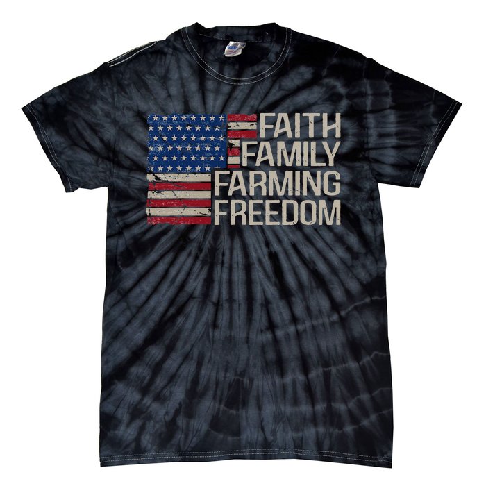 Faith Family Farming Freedom american flag 4th of july Tie-Dye T-Shirt