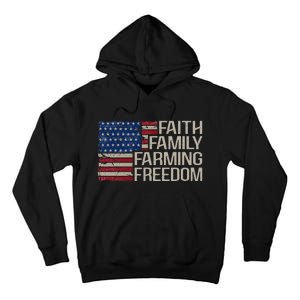 Faith Family Farming Freedom american flag 4th of july Tall Hoodie