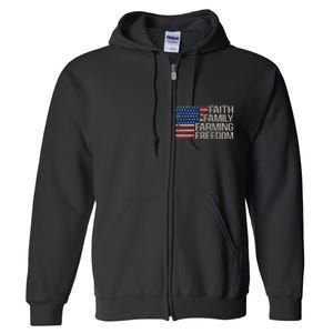 Faith Family Farming Freedom american flag 4th of july Full Zip Hoodie