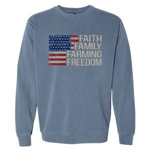 Faith Family Farming Freedom american flag 4th of july Garment-Dyed Sweatshirt