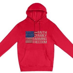 Faith Family Farming Freedom american flag 4th of july Premium Pullover Hoodie