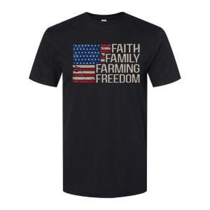 Faith Family Farming Freedom american flag 4th of july Softstyle CVC T-Shirt