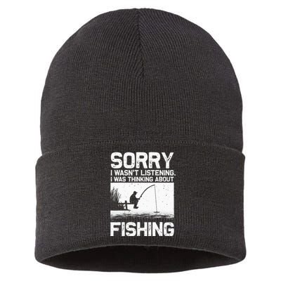 Funny Fishing For  Trout Bass Fisherman Vacation Sustainable Knit Beanie