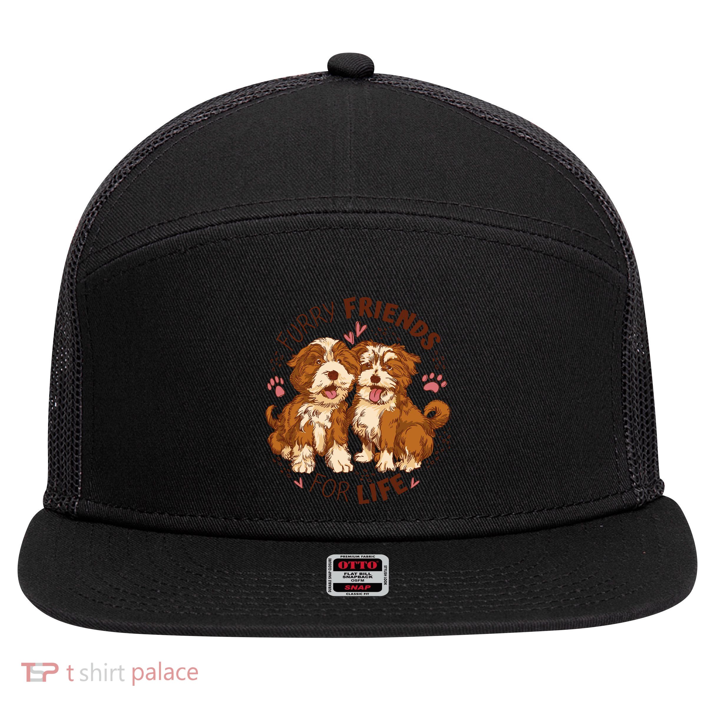 Furry Friends For Life 7 Panel Mesh Trucker Snapback Hat