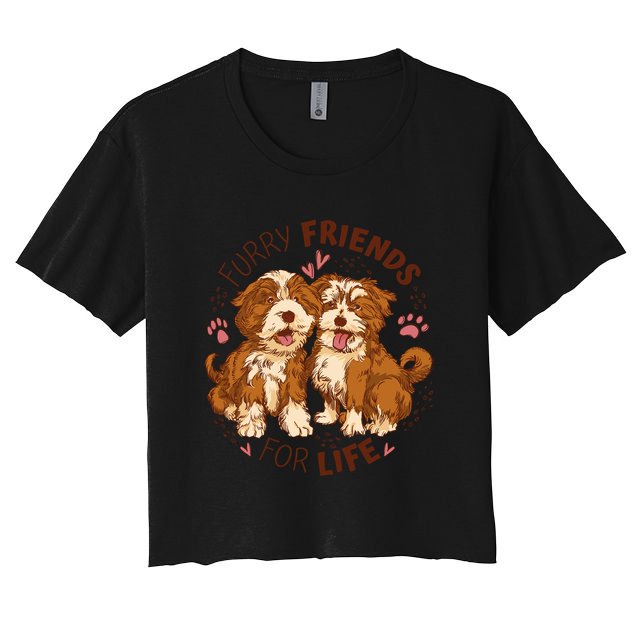 Furry Friends For Life Women's Crop Top Tee