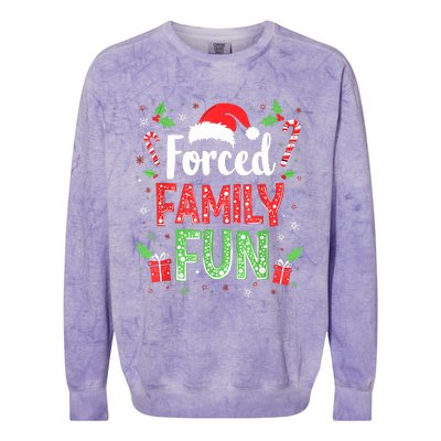 Forced Family Fun Sarcastic Christmas Funny Colorblast Crewneck Sweatshirt