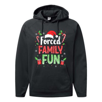 Forced Family Fun Sarcastic Christmas Funny Performance Fleece Hoodie