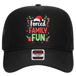 Forced Family Fun Sarcastic Christmas Funny High Crown Mesh Back Trucker Hat