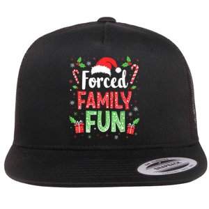 Forced Family Fun Sarcastic Christmas Funny Flat Bill Trucker Hat