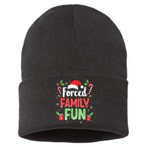 Forced Family Fun Sarcastic Christmas Funny Sustainable Knit Beanie