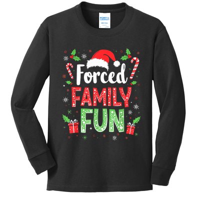 Forced Family Fun Sarcastic Christmas Funny Kids Long Sleeve Shirt