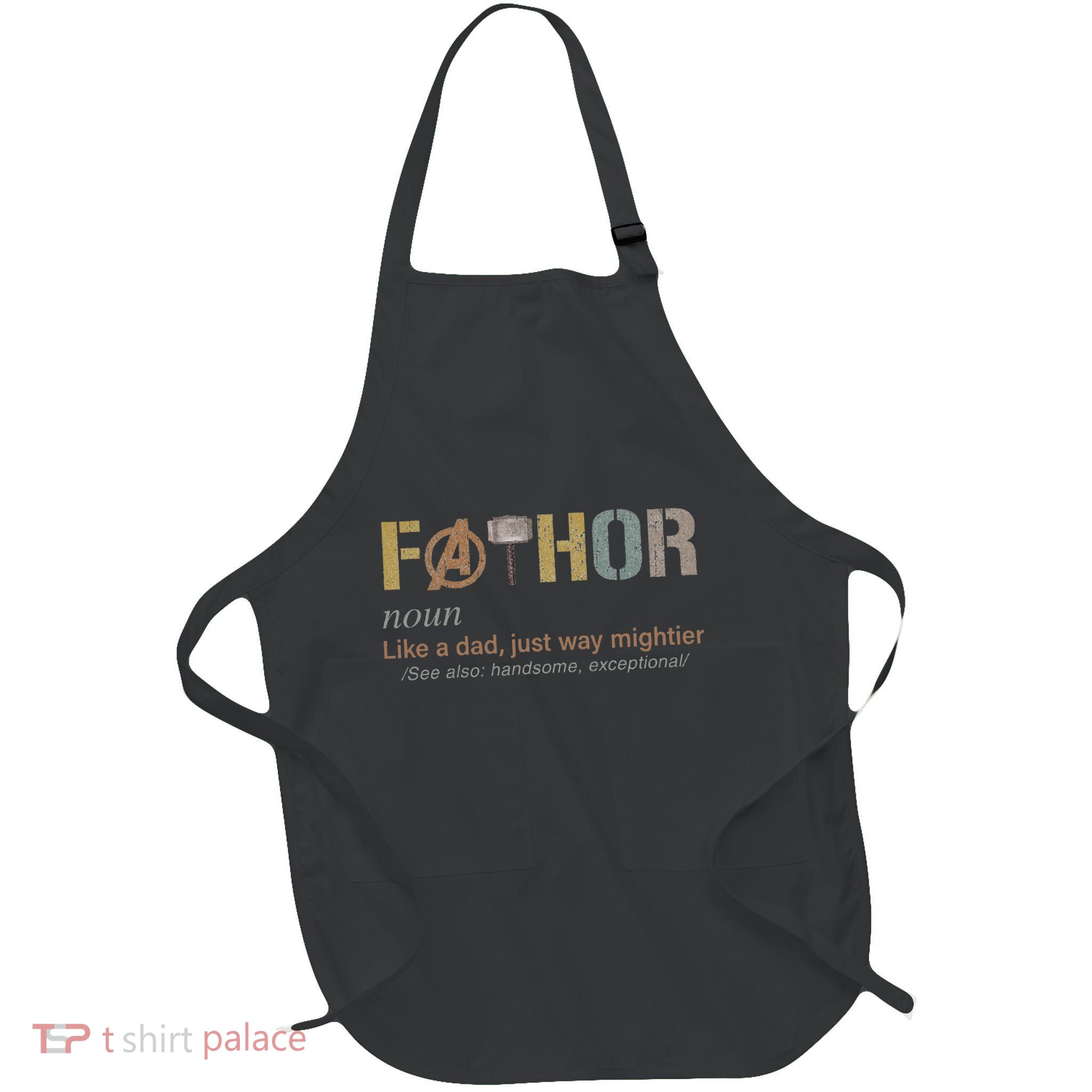 Fathor Funny Fathor Definition Full-Length Apron With Pockets