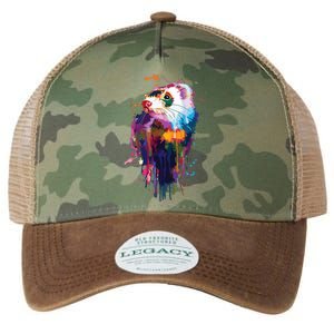 Ferret Face Graphics Hand Drawn Splash Art Ferret Pet Lover Legacy Tie Dye Trucker Hat