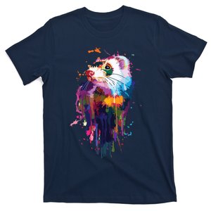 Ferret Face Graphics Hand Drawn Splash Art Ferret Pet Lover T-Shirt