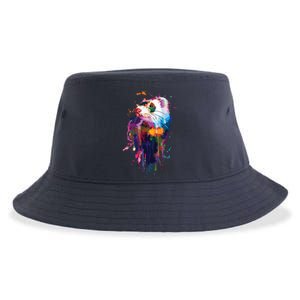 Ferret Face Graphics Hand Drawn Splash Art Ferret Pet Lover Sustainable Bucket Hat