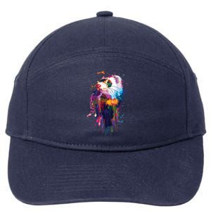 Ferret Face Graphics Hand Drawn Splash Art Ferret Pet Lover 7-Panel Snapback Hat