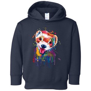 Ferret Face Graphics Hand Drawn Splash Art Ferret Pet Lover Toddler Hoodie