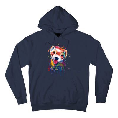 Ferret Face Graphics Hand Drawn Splash Art Ferret Pet Lover Tall Hoodie