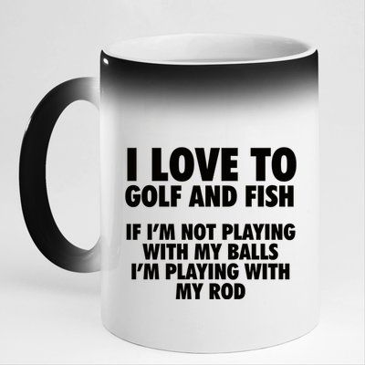 Funny Fishing Gift And Golf Gag Gift Adult Humor Premium Gift 11oz Black Color Changing Mug